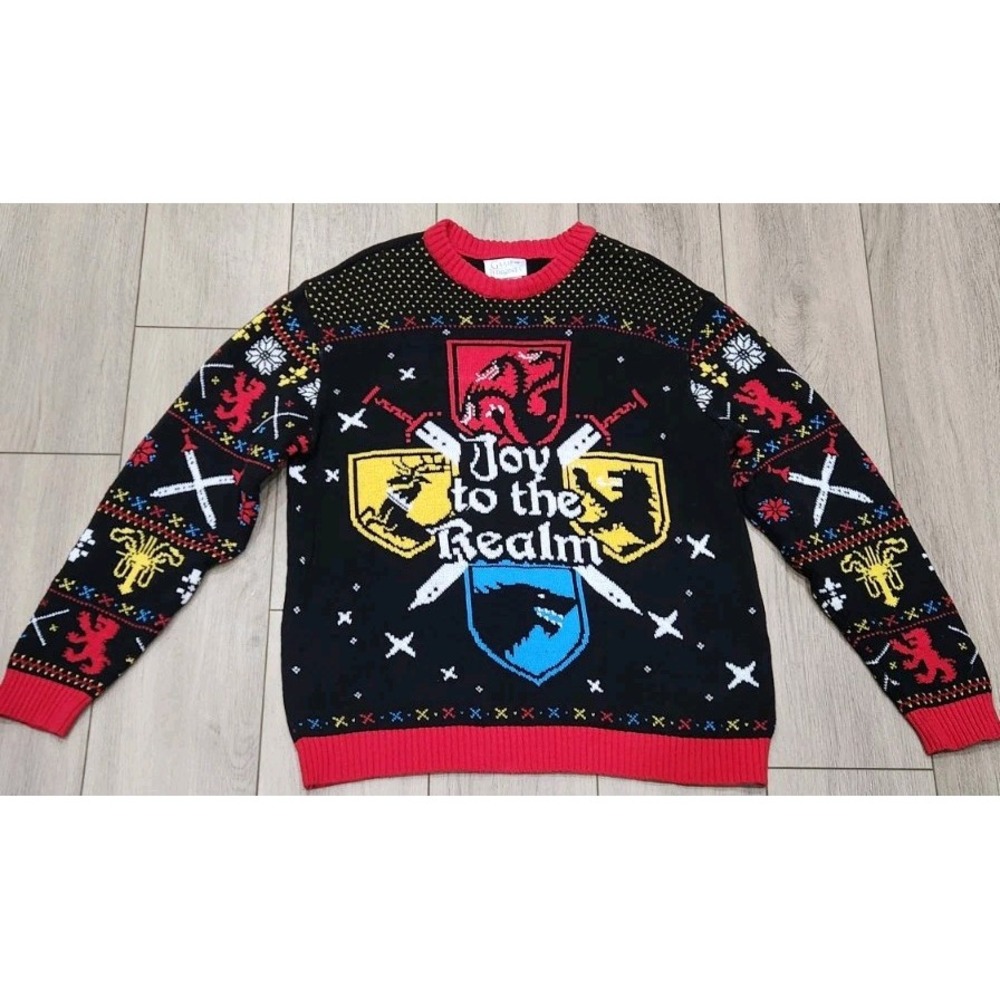 Mens Game of Thrones Joy‎ to The Realm Pullover Ugly Christmas Sweater X-Large